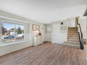 Interior space with hardwood / wood-style floors