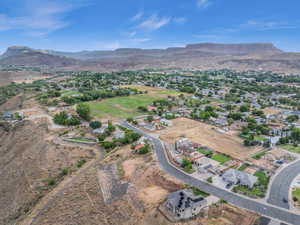 Aerial view featuring a mountain view