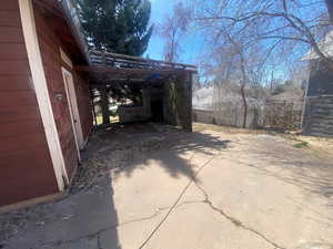 View of patio with a pergola