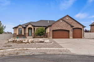 View of front of home with a garage