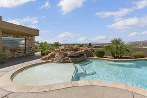 Outdoor pool with fence