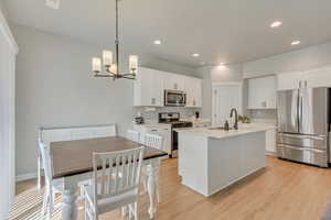 Kitchen with Stainless Steel Appliances and Island / Attached Dining /