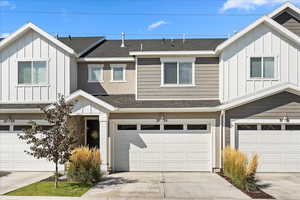 Craftsman exterior, two car garage and front porch.