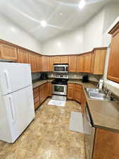 Kitchen with stainless steel appliances and sink