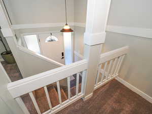 Staircase with carpet floors