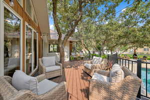 View of wooden deck