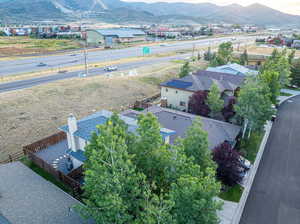 Aerial view featuring a mountain view