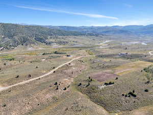 Aerial view featuring a mountain view