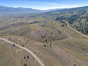 Aerial view featuring a mountain view