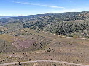 Aerial view featuring a mountain view