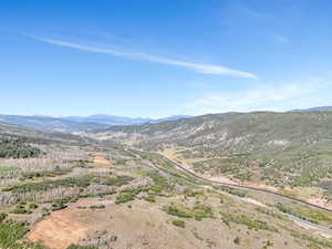 Bird's eye view featuring a mountain view