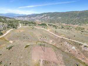 Aerial view featuring a mountain view