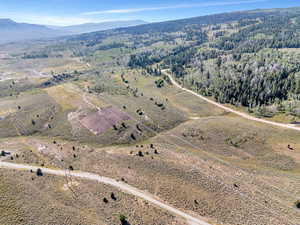 Aerial view featuring a mountain view