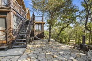 Rock patio with firepit