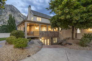 View of front of home with a mountain view