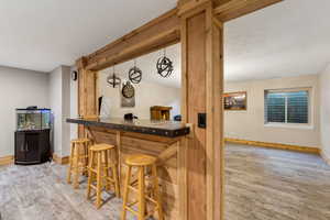 Bar featuring light wood-type flooring