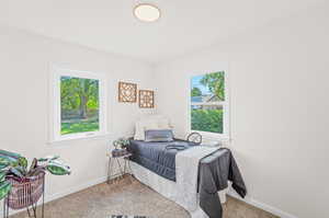 Bedroom with carpet floors