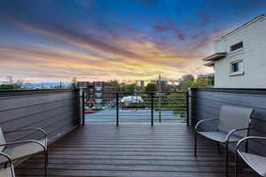 View of deck at dusk