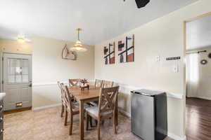 Dining room with light wood-type flooring