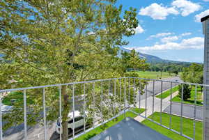 Balcony with a mountain view