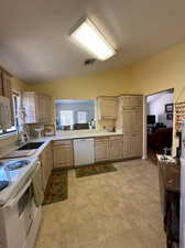 view of kitchen into dining area