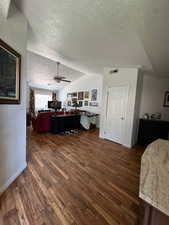 main living area with ceiling fan