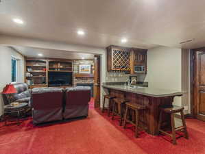 Basement family room with wet bar