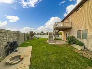 Concrete pad to allow safe fire pit access as well as vegetable garden.