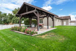 View of yard with a patio area and a gazebo