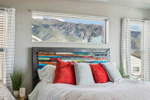 Bedroom with a mountain view