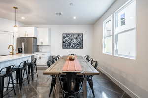 Dining area with sink