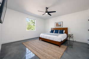 Bedroom featuring ceiling fan