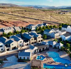 Drone / aerial view featuring a mountain view