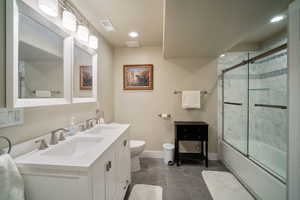 Basement bathroom with double vanity