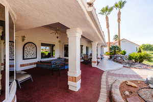 View of patio / terrace featuring ceiling fan