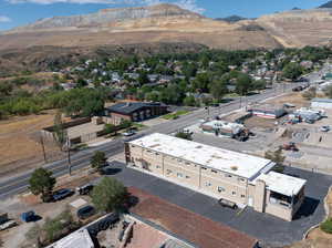 Drone / aerial view featuring a mountain view