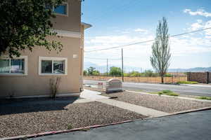 View of yard with a mountain view