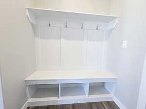 Mudroom with dark hardwood / wood-style floors