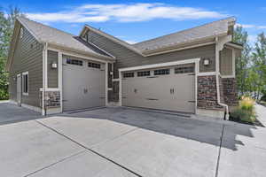 Exterior space with a garage