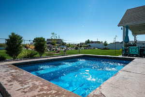 View of 9'X13" in ground hot tub.