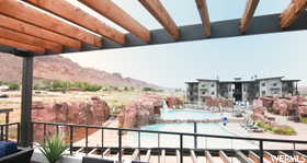 Balcony with a mountain view