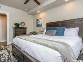 Bedroom featuring ceiling fan