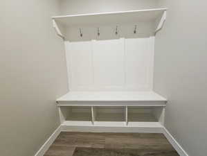 Mudroom with dark hardwood / wood-style floors