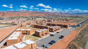 Aerial view featuring a mountain view