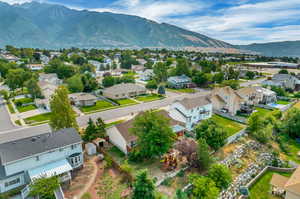 Aerial view featuring a mountain view