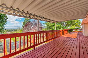 Wooden terrace with a mountain view