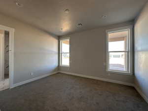 Empty room with dark carpet