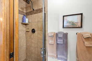 Bathroom with an enclosed shower