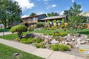 View of front of house with a front lawn