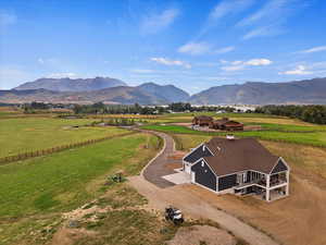 Bird's eye view featuring a mountain view and a rural view